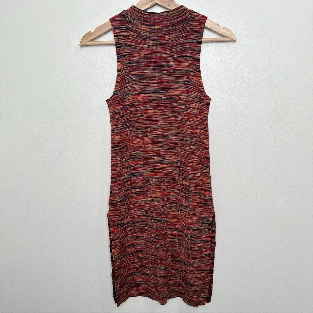 Anthropologie Womens Xsmall Tami Mock Neck Tunic Space Dye Slit Hem Knit Top
